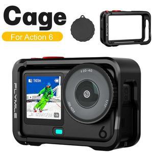 호환 DJI 오스모 액션 6 메탈 케이지 렌즈 캡 포함 알루미늄 합금 보호 프레임 카메라 마운트 액세서리용