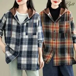 [루미루나]글로리체크후드셔츠2종