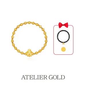 24K 순금 빅 거북이 컷팅 볼 팔찌 + 24K 오닉스 순금 고래꼬리 팔찌 + 24K 골드 1