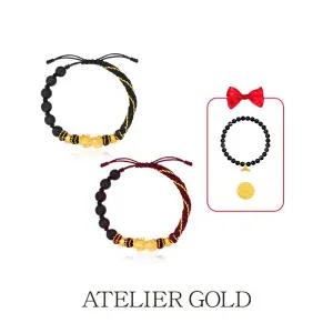 24K 비휴 매듭 팔찌 + 24K 오닉스 순금 고래꼬리 팔찌 + 24K 골드 1종