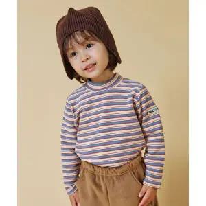 매장정품 BEMON 멀티 스트라이프 터틀넥 크림 긴팔 티셔츠 겨울 유아 아동 키즈 스판 폴라티 반목티 면 기