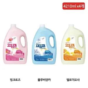 [피죤] 섬유유연제 용기 4,210ml x4개(핑크로즈/블루비앙카/옐로미모사 선택)