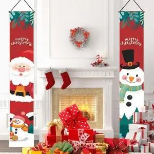 크리스마스 현수막 세트 대형  크리스마스배너 파티 포토존 가랜드 벽걸이 산타 눈사람 벽장식  성탄