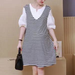 JS.볼륨 레이어드 단가라 원피스- 빅사이즈 여성의류