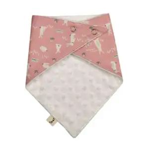 순면 극세사 스노우빕 핑크토끼 턱받이 아기 스카프빕