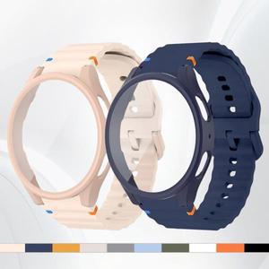 공식 웹사이트 삼성 갤럭시 시계 7용 강화 유리 케이스 + 스트랩 6-5-4-FE용 40mm-44mm 밴드 실리콘 팔찌