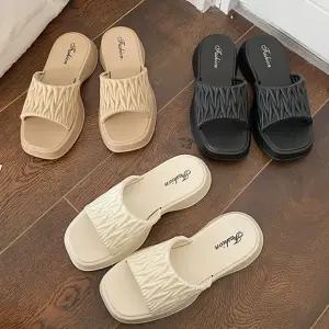 리플 여성 통굽 슬리퍼 샌들 여자 여름 비치 사무실 거실화 실내화 층간소음방지