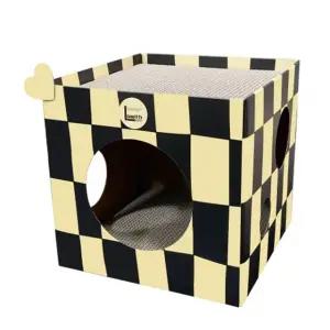 로위드 체커보드 고양이 스크래쳐 2단 박스 숨숨집