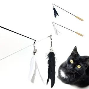 네이처펫 고양이 2단 원목 깃털 냥이 낚시대 랜덤1개
