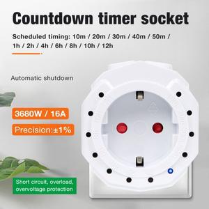 10분-12시간 카운트다운 타이머 소켓 AC230V EU 플러그 스위치 기계식 실내용 충전 보호기