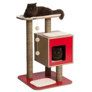 고양이 캣타워 놀이 기구 하우스 장난감 베이스 레드