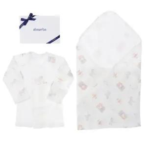 [갤러리아] (압소바말띠출산신생아배내옷)로빈뱀부배냇저고리+속싸개세트(A2C-10AA)