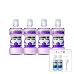 리스테린 토탈케어 마일드 750ml, 4개+증정(캐비티케어 마일드 100ml, 2개+NEW리스테린 전용 펌프, 1개)