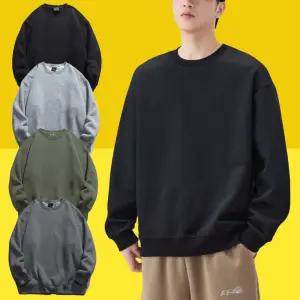 남자 겨울 기모 맨투맨 오버핏 빅사이즈 티셔츠 남녀공용 커플 간절기 작업복 라운드티