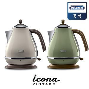 [드롱기](강남점) 아이코나 빈티지 전기주전자 KBOV2001 BG GR 베이지 그린
