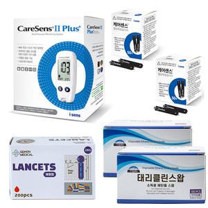 케어센스2 플러스 혈당측정기+혈당시험지 110매+채혈침200개+알콜솜100매 당뇨 측정 소모성 재료