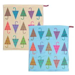 shmily 땡땡이 우산 일러스트 행주 욕실 유치원 어린이집 면 코튼 고리 타올 타월