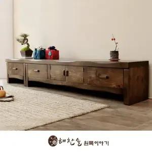 해찬솔 소나무 통원목 전통거실장1800본장+1단장 원목거실장 우드슬랩