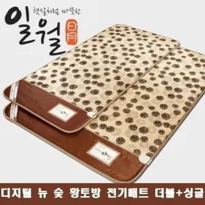 일월 NEW 숯 황토방 전기매트 전자파 걱정 없는 온열 더블+싱글 세트