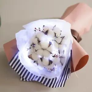 목화 조화 꽃다발 플라워 38cm 인테리어 꽃선물 장식 기념일 졸업식 조명 발표회 학예회