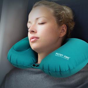 휴대용 여행용 에어 목베개 목쿠션 간편주입 친환경 극세사 에어펌프 딥슬립 비행기 자동차 차량용품