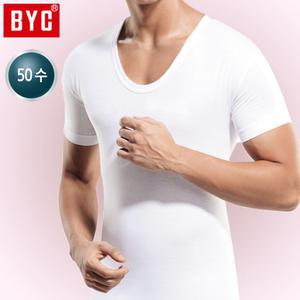 BYC 남성용 50수 순면 반팔 그랜드 런닝 2호 백색 1매 BYI6036