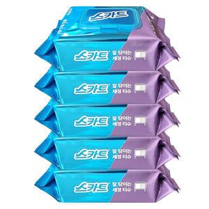 스카트 잘닦이는 세정티슈 80매x5개