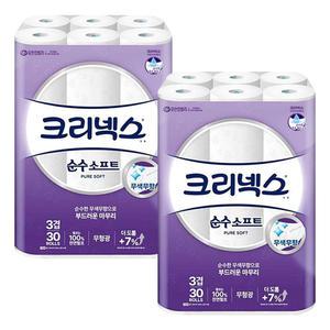 크리넥스 순수 소프트 3겹(98mmX30m) 30롤 X 2개