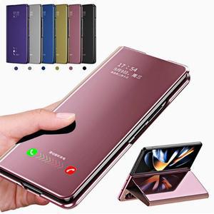 [유니커블]갤럭시 Z폴드 6 5 4 3 제트폴드 클리어 뷰 미러 스탠딩 거치대 플립 커버 가죽 슬림 하드 케이스