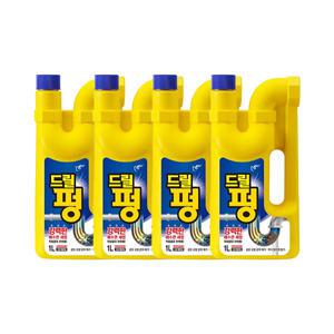 피죤 배수구 세정제 드릴펑 1L, 4개