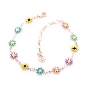 14K GP 컬러데이지 꽃 체인 데일리 패션 팔찌
