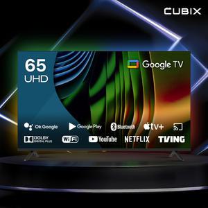 [으뜸효율]큐빅스 165cm 65인치 스마트TV UHD 4K 울트라LED 구글티비 안드로이드 에너지1등급 스탠드형 벽걸이형