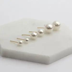 [쥬릭스]14K 장침 스와로브스키 진주귀걸이 4mm 6mm 8mm 화이트 그레이 핑크