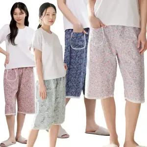 이브바바 여성 여름 면 레이온 7부 레이스 파자마 반바지