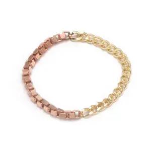 18K 박스 커브 콤비 체인 반지 RSS32810