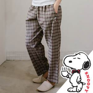 스누피 여성잠옷 체크파자마 겨울 수면홈웨어 9부실내복 빅사이즈 기모바지