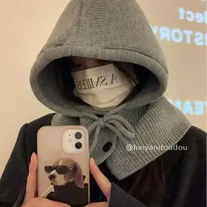 니트 버튼 바라클라바 겨울 여자 남자 후드 방한 넥 워머