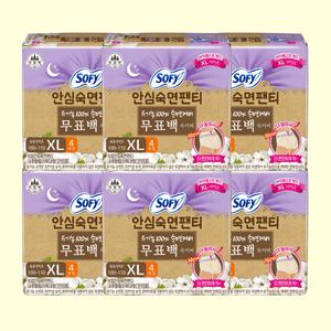 소피 안심숙면팬티 무표백 팬티형 생리대 오버나이트 특대형 XL 4P 6개