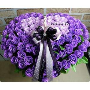 더블하트 연보라&보라 비누장미꽃 100송이 축하 생일