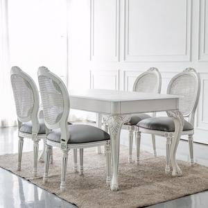 [소피아엘렌]에메랄드 포세린 세라믹 라탄 엔틱 4인용 식탁 세트