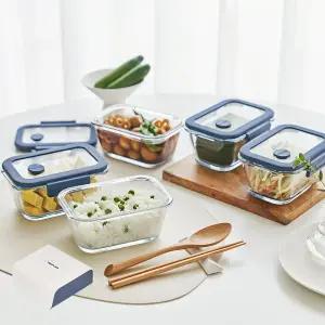 글라쎄Z 진공 내열유리 냉동밥 밀폐용기 5종(460x5)+진공 펌프 1EA