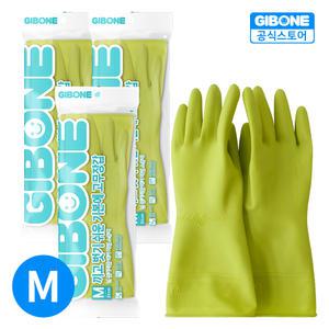기본에 끼고 벗기 쉬운 고무장갑 양손 세트, 라임, 중(M), 3세트