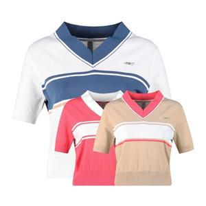 [럭스골프] 여성 브이넥 배색 반팔 니트셔츠 LB4M616W
