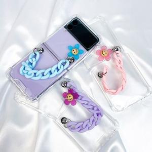 (Z플립4/3/2)해피데이 파스텔체인스트랩 젤하드케이스