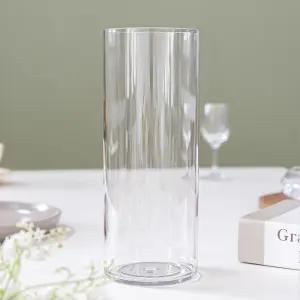 PET 원형 원통 긴 화병 실린더 10x25cm 조화꽃 전용 꽃병 투명 플라스틱 인테리어 장식 소품 오브제