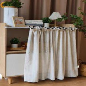 가리개 가림막 접착식 커튼 레일 커텐 무타공 여름 커버 덮개 린넨 수납장 신발장