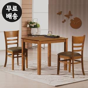 [벤티스가구]A4 고무나무 원목 2인용 식탁세트 주방 2인 식탁 신혼 미니(850/엔틱브라운)