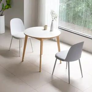 [공간미가구]밀키우드 800 원형 마카롱 2인 주방 식탁 세트