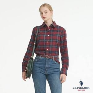[유에스폴로][U.S. POLO ASSN.]  여성 코튼 기모셔츠_RED CHECK 2