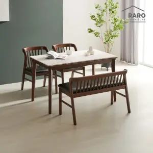 [/착불배송] 데이브 1250 포세린 통 세라믹 4인 식탁 세트 (식탁+의자2+벤치1)